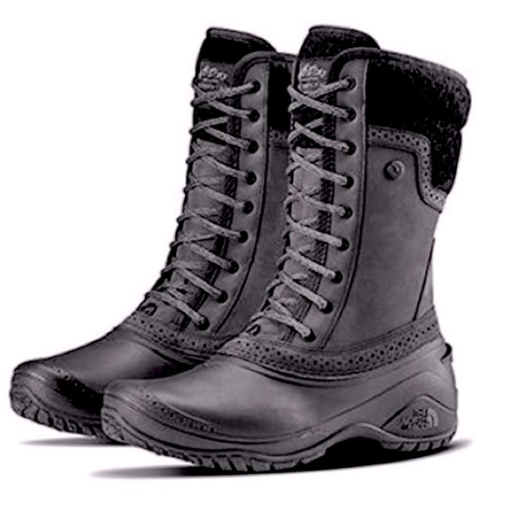 North Face Shellista II Mid waterproof snow black boots 7-1/2 7.5 faux fur EUC - Picture 1 of 15